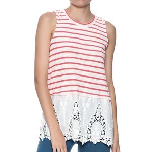 Blu Pepper Striped Crocheted Tank